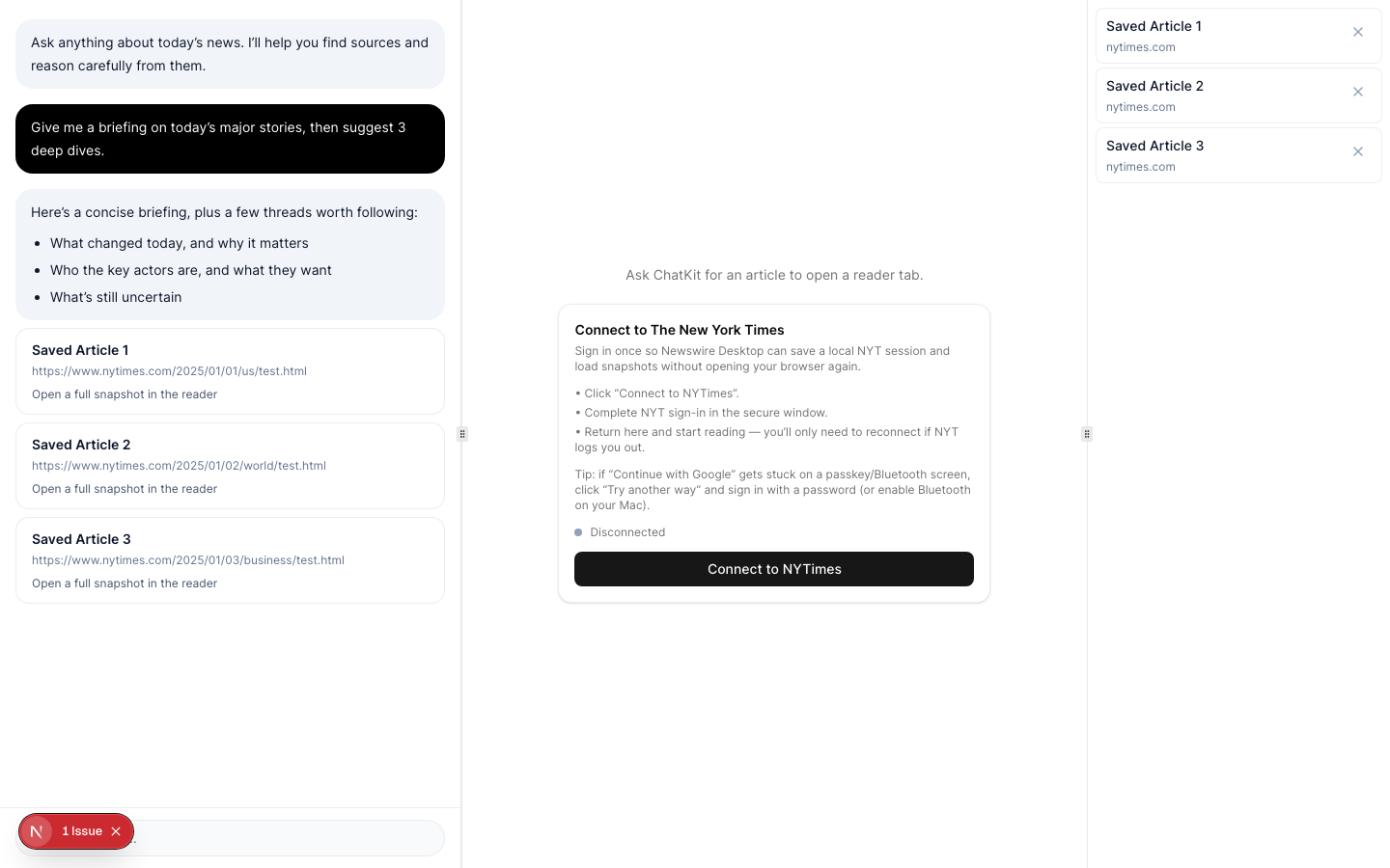 Desktop: connect NYT
